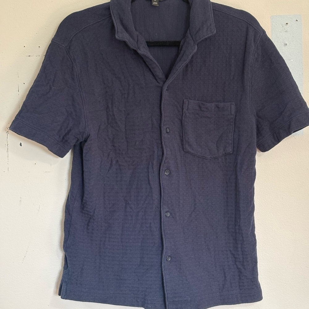 Men's Navy Short-Sleeve Button Shirt